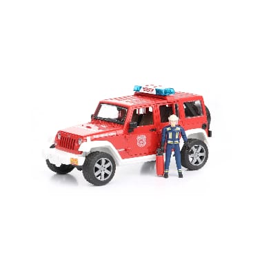 Rotaļu ugundzēsēju auto ar ugunsdzēsēju Jeep Wrangler, Bruder
